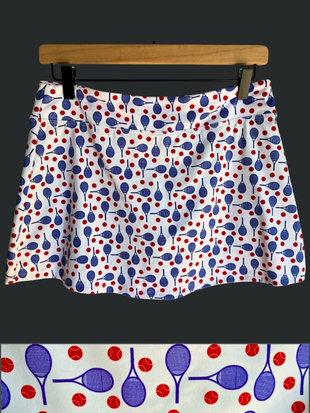 Love Love Skirts Tennis Ball & Racket Print Skort Womens S Athletic Sports Skirt